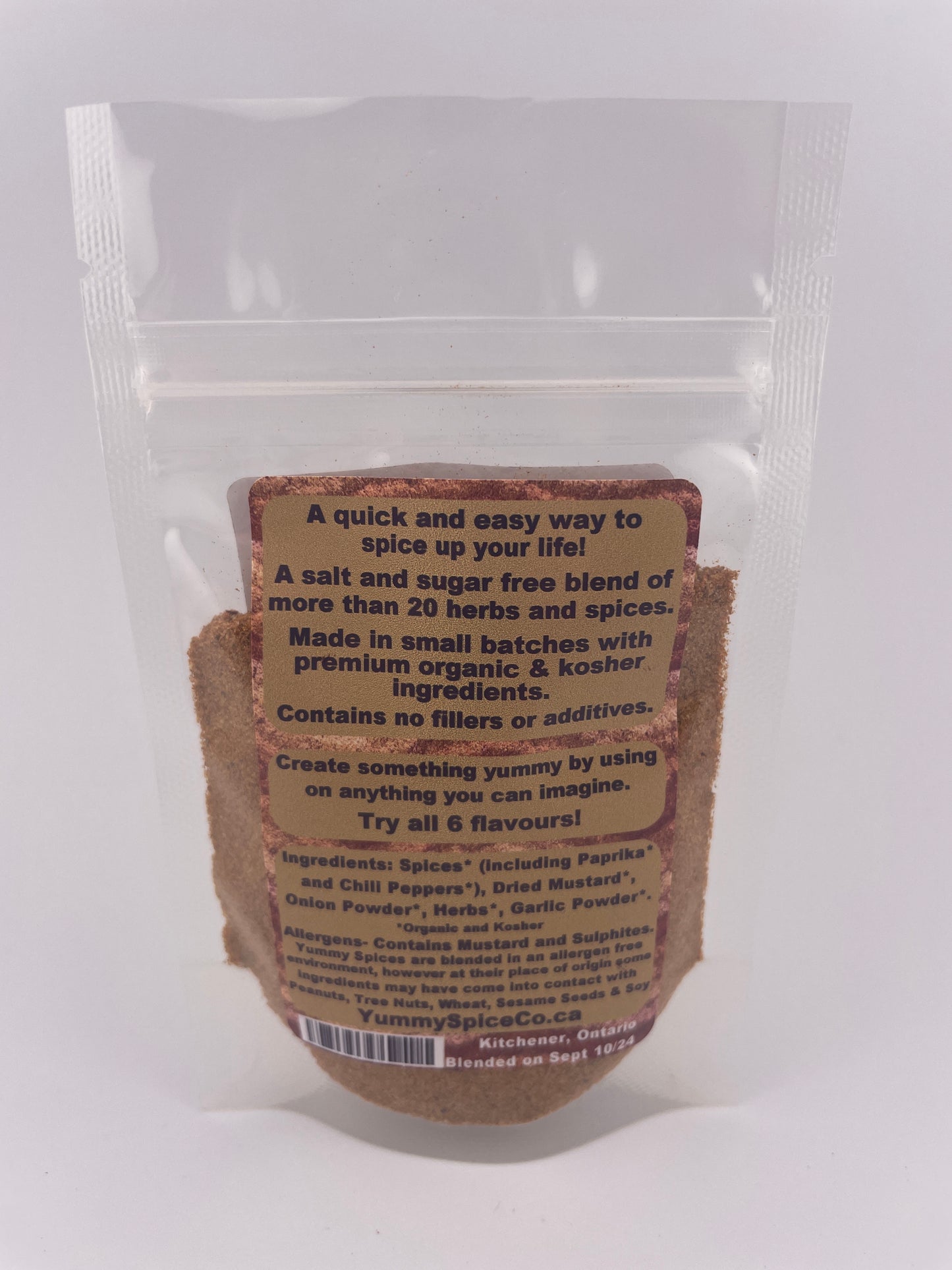 Yummy on Everything - Organic/Kosher - Salt Free - Sugar Free - 25g Sample Bag