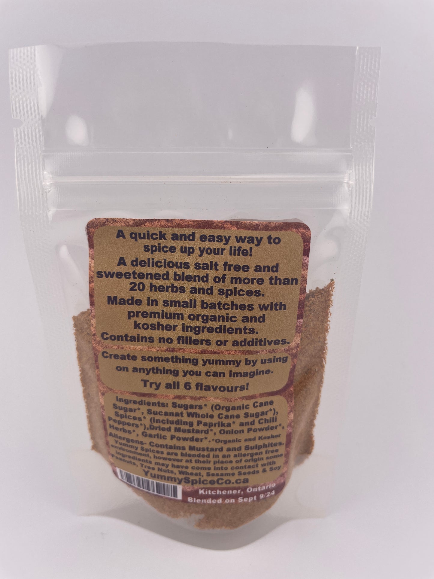 Yummy on Everything - Organic/Kosher - Salt Free - Sweet - 25g Sample Bag