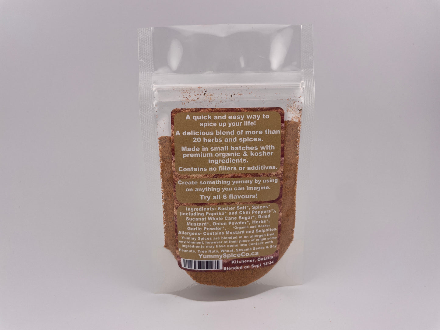 Yummy on Everything Organic/Kosher Original Flavour Sample Size Bag 30g