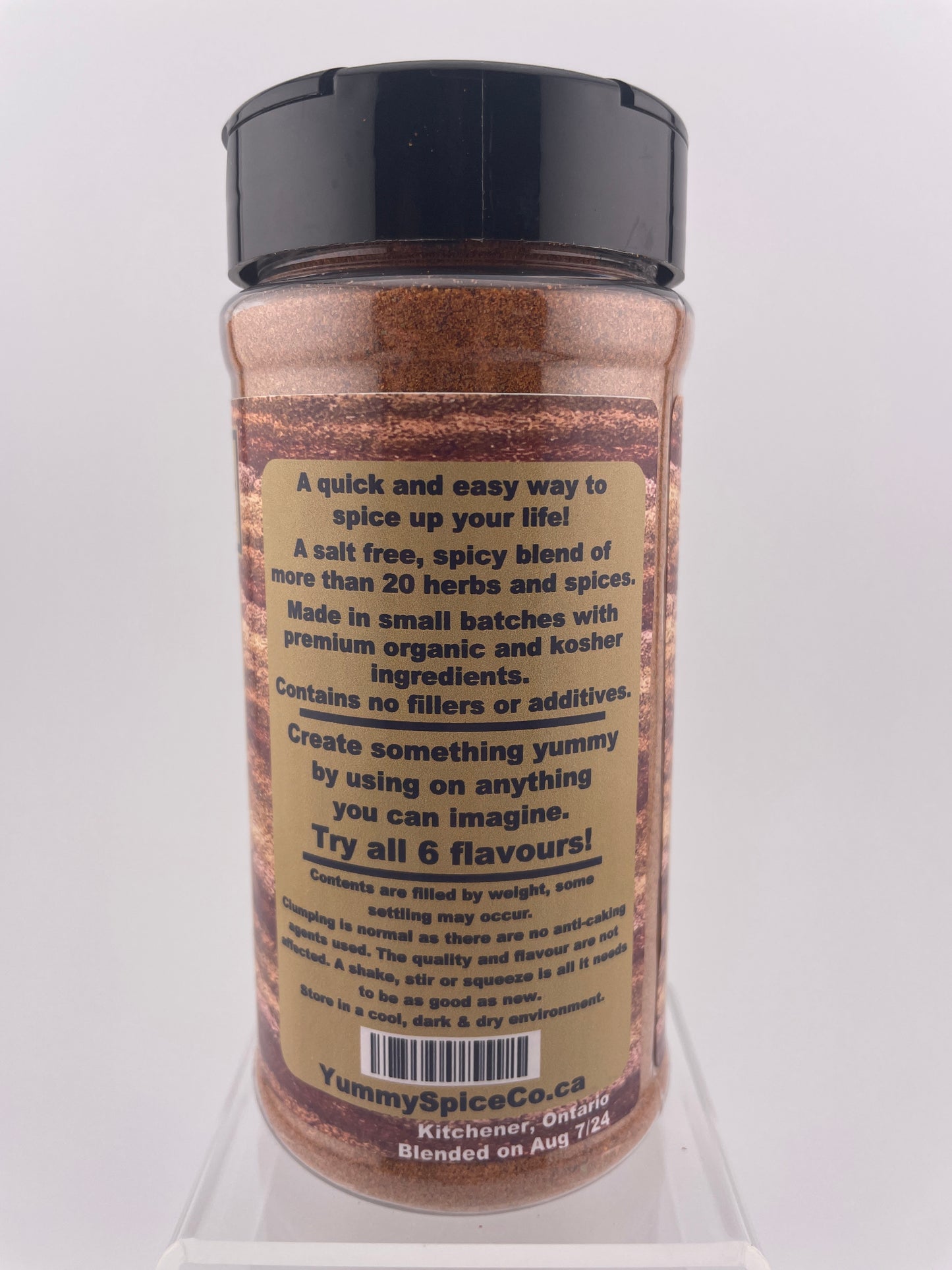 Yummy on Everything - Organic/Kosher - Salt Free - Spicy - 210g Large Shaker Bottle
