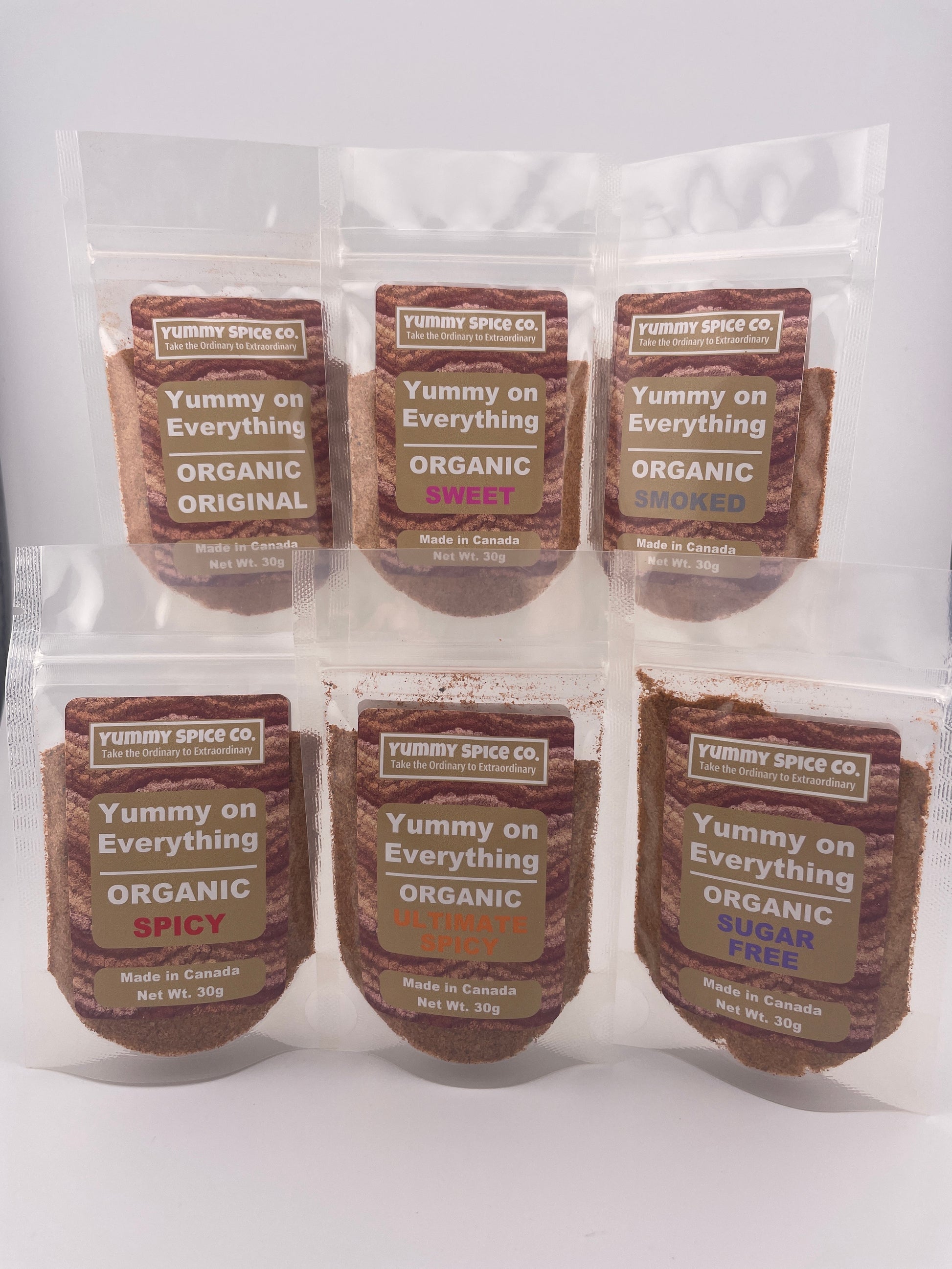 Yummy on Everything Organic/Kosher 6 Flavour Sample Pack