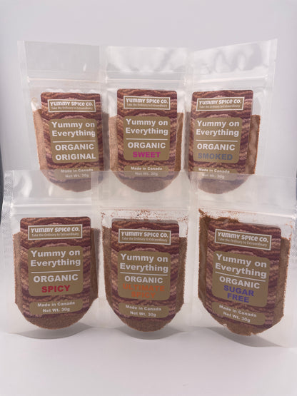 Yummy on Everything Organic/Kosher 6 Flavour Sample Pack