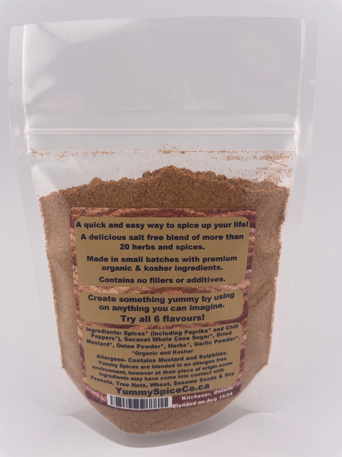 Yummy on Everything Organic/Kosher Salt Free Original Flavour Small Size Bag 75g